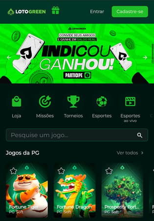  Captura de tela do bônus Indicou, Ganhou, do cassino Lotogreen.