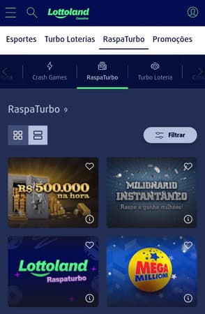 Captura de tela dos jogos RaspaTurbo no cassino Lottoland.