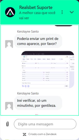 Atendimento via chat ao vivo da Reals Bet