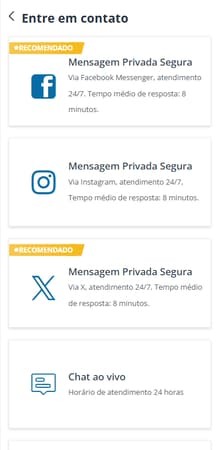 Informações sobre contato nos canais de ajuda da Sportingbet.