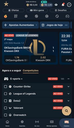 Captura da tela de apostas em Dota 2 na Estrela Bet.