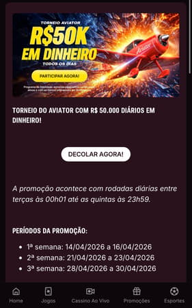 Captura de tela da Superbet com a oferta do Torneio do Aviator.