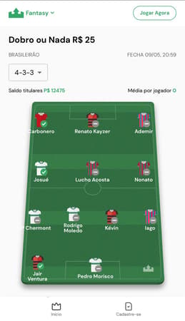 Captura de tela do fantasy sports Rei do Pitaco.