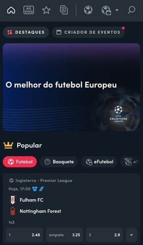 Captura de tela da página inicial de esportes da Blaze