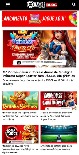 Captura da tela do Blog MC Games.