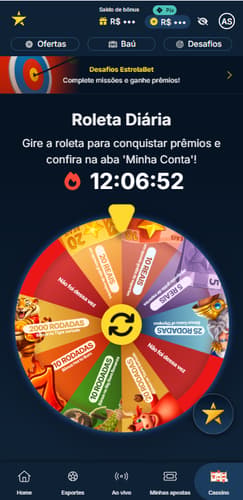 Roleta diária da Estrela Bet com prêmios de apostas e rodadas grátis
