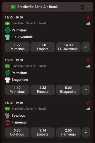Captura de tela da BateuBet apostas no Brasileirão