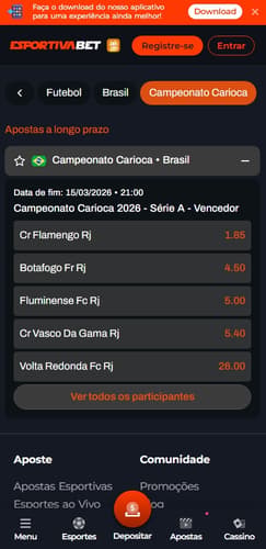 Opções de apostas de Vencedor do Campeonato Carioca na Esportiva.bet