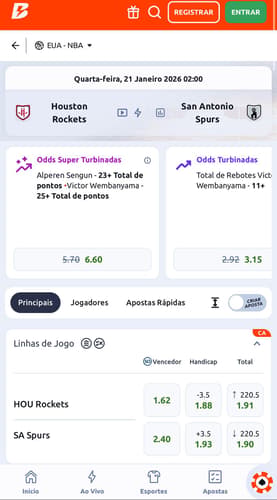 Captura de tela das Odds Super Turbinadas na Betano.