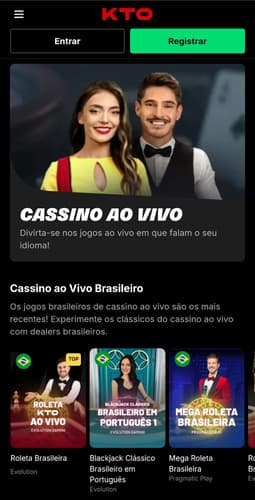 Captura de tela do cassino ao vivo da KTO.