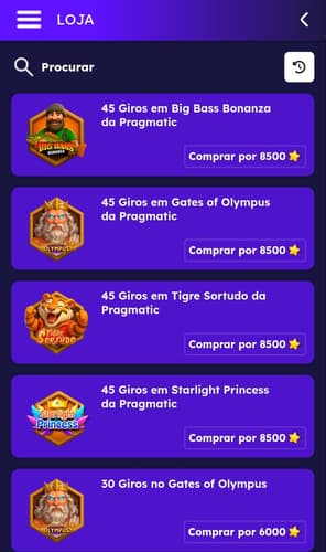Captura de tela da loja de vantagens da Multibet Brasil