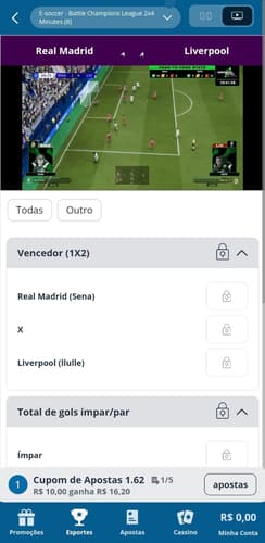 Captura de tela do aplicativo da Sportingbet exibindo um jogo ao vivo no seu serviço de transmissão.