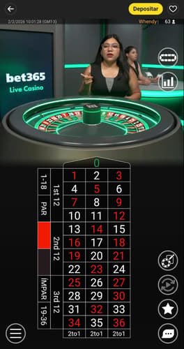 Captura de tela da roleta bet365.