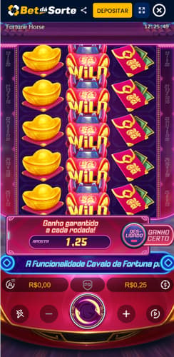 Tela do jogo Fortune Horse na Bet da Sorte com apsota de R$0,25