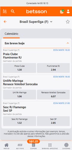 Apostas de vôlei na Betsson com jogos da Superliga feminina do Brasil