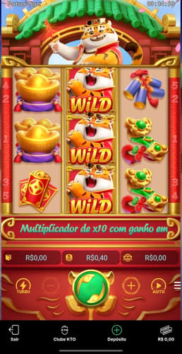 Captura de tela de uma sessão de apostas no jogo do tigrinho na KTO.