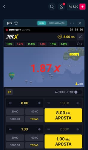  Captura de tela do JetX na Novibet.
