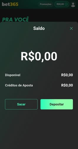 Captura de tela dos botões de depósitos e saques na bet365.