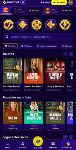 Captura de tela com painel de pagamentos em Bac Bo na Multibet.