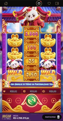 Captura de tela do Fortune Tiger, um jogo da PG Soft com porcentagem de retorno de 96,75%, sendo jogado na BetMGM.