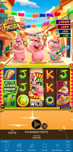 Captura de tela da slot Pig Banker Fiesta na Sportingbet.