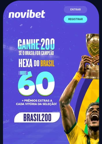 Captura de tela do bônus Hexa do Brasil na Novibet.