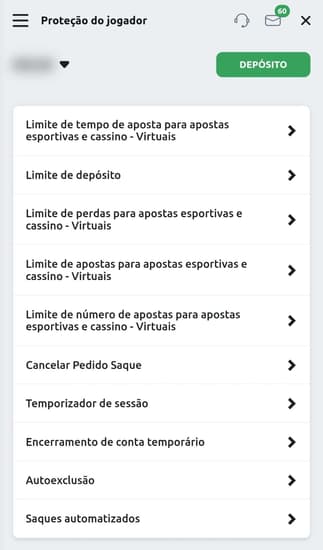 Captura de tela com ferramentas de jogo responsável da Betano para iniciantes.