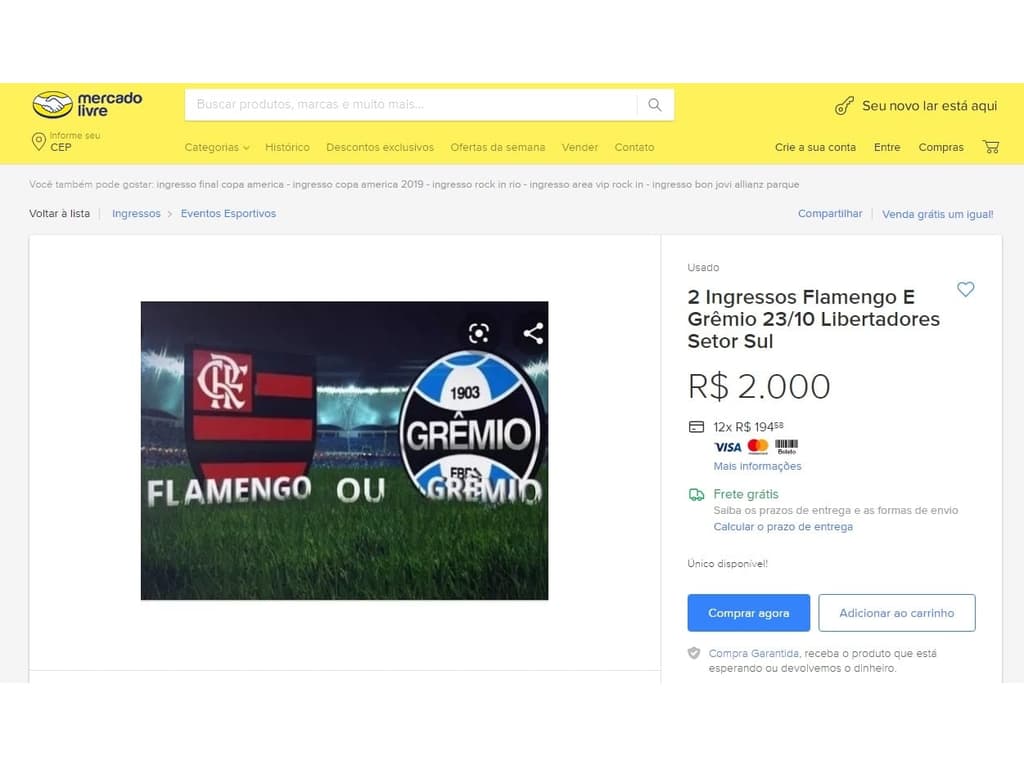 Ingressos Grêmio x Flamengo