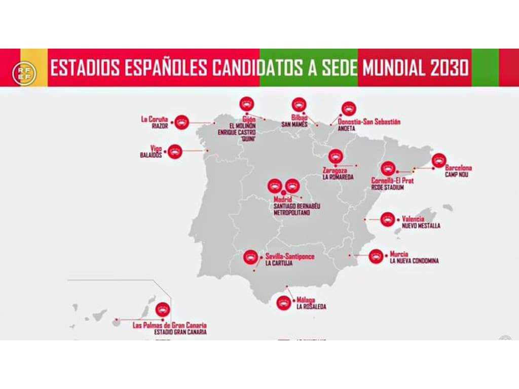 Este mapa com as cidades/estádios da candidatura ibérica ao Mundial de 2030  é oficial? - Polígrafo