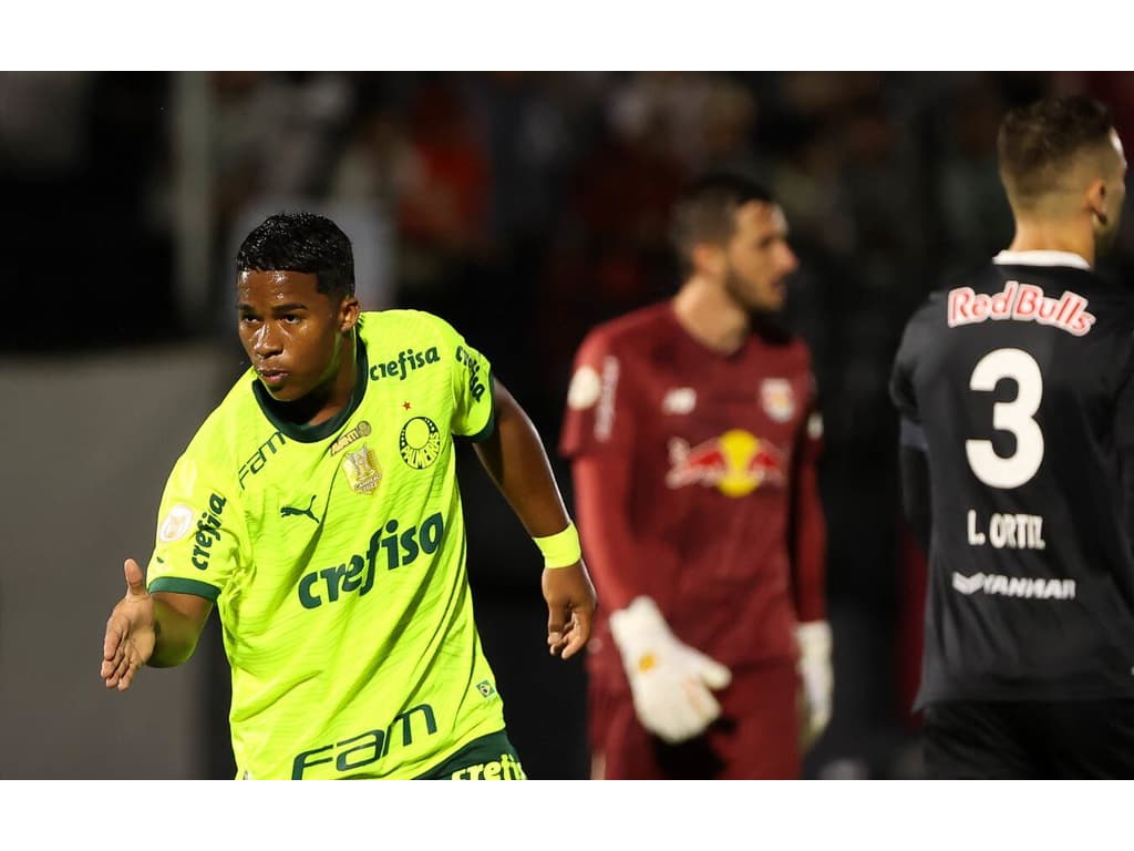 Endrick abre o placar para o Palmeiras contra o RB Bragantino; veja