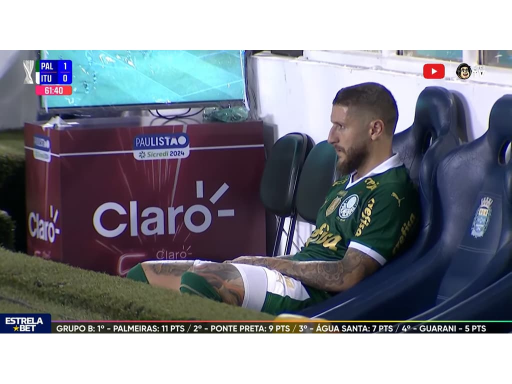Zé Rafael demonstra insatisfação com substituição após vitória do Palmeiras sobre o Ituano