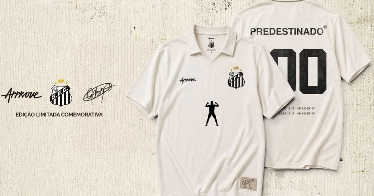 Santos lança coleção limitada de camisas em homenagem aos 100 gols de Gabriel Barbosa