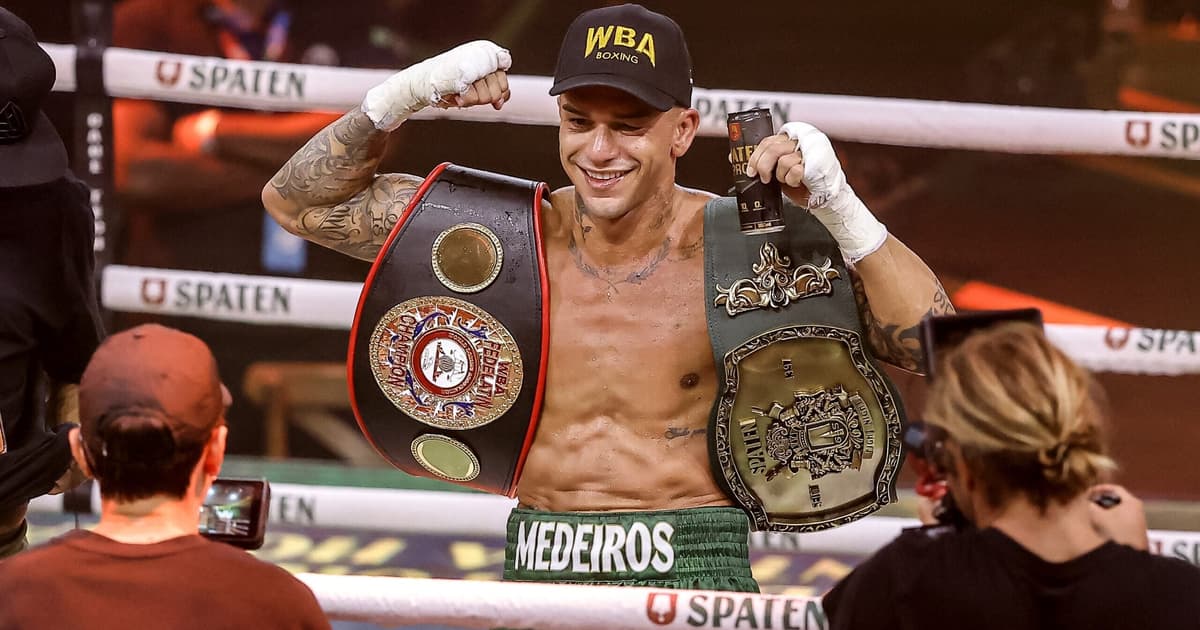 Mel Maia prestigia namorado em título internacional de boxe