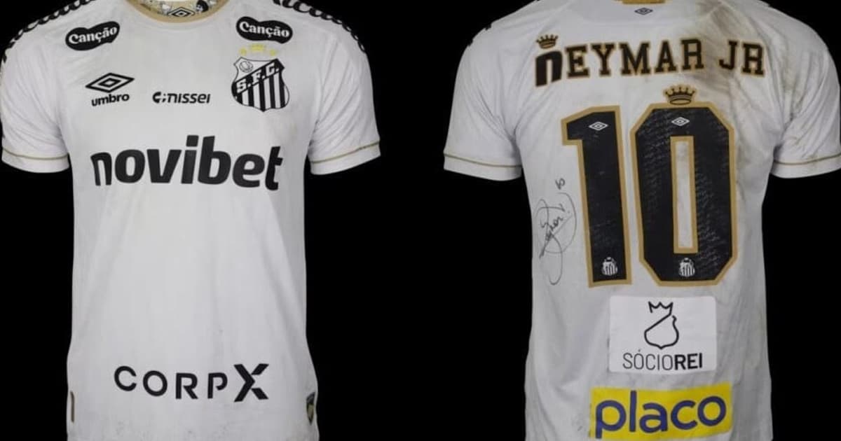Camisa usada por Neymar em jogo do Santos é leiloada por R$ 102 mil
