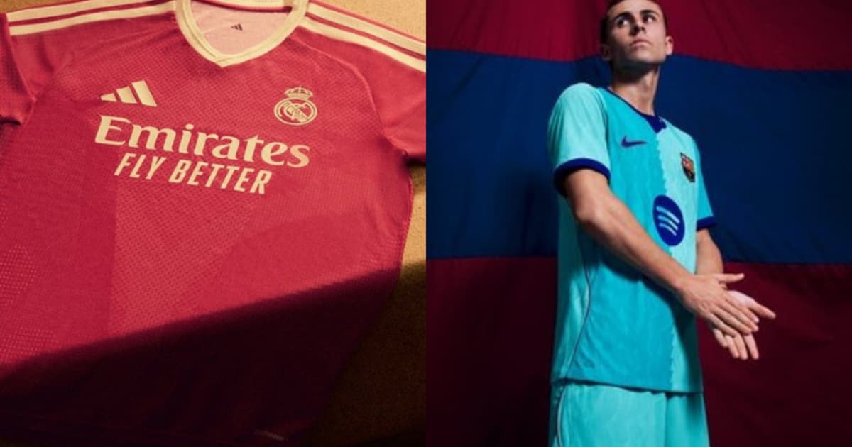 Real Madrid e Barcelona anunciam seus terceiros uniformes para a temporada