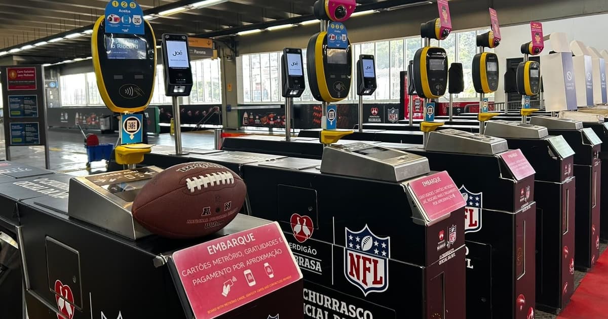 Metrô do Rio se transforma para o NFL Rio Game 2026 com decoração temática