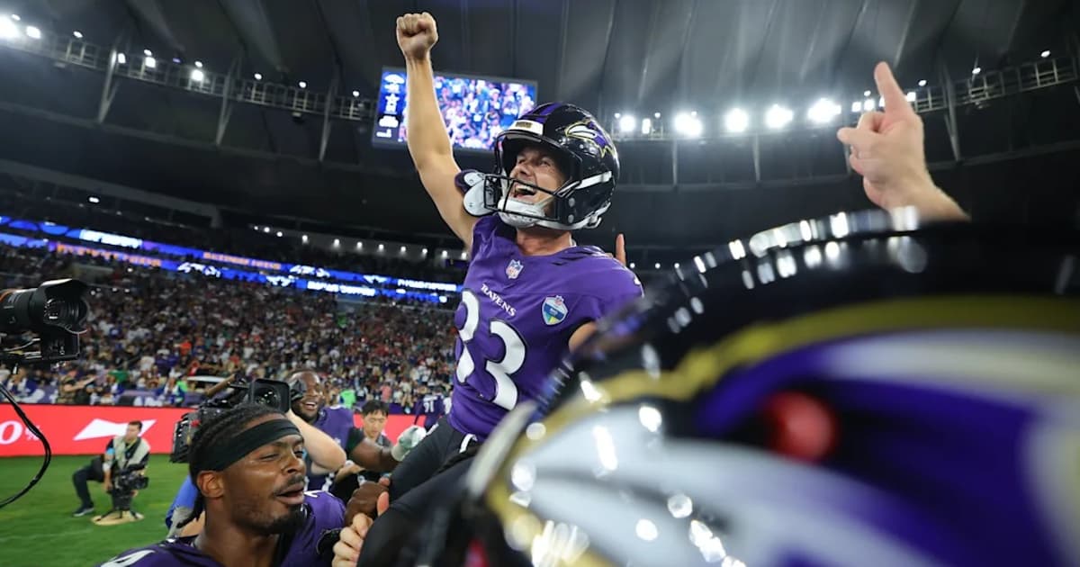 Baltimore Ravens kicker Tyler Loop on the field during the NFL Rio Game.