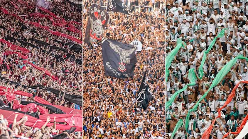 Montagem - Flamengo, Corinthians e Palmeiras (Torcidas)