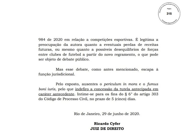 Justiça rejeita pedido da Globo e Flamengo vai transmitir jogo do Carioca  no