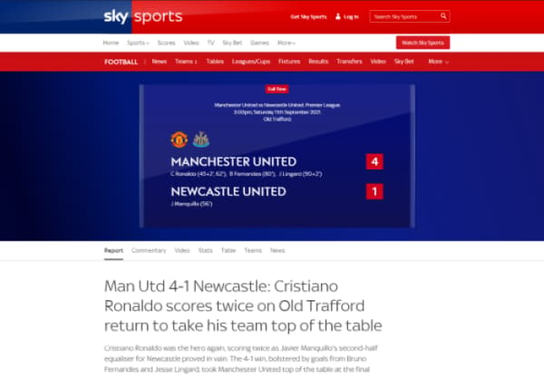 Cristiano Ronaldo brilha em seu retorno e Manchester United goleia  Newcastle pela Premier League - Esporte News Mundo