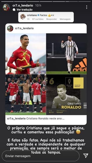 Cristiano Ronaldo ironiza Bola de Ouro de Messi; veja