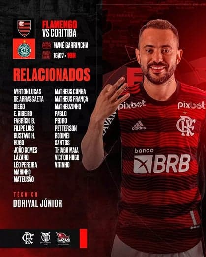 Flamengo divulga lista de relacionados para jogo contra o Coritiba - Coluna  do Fla