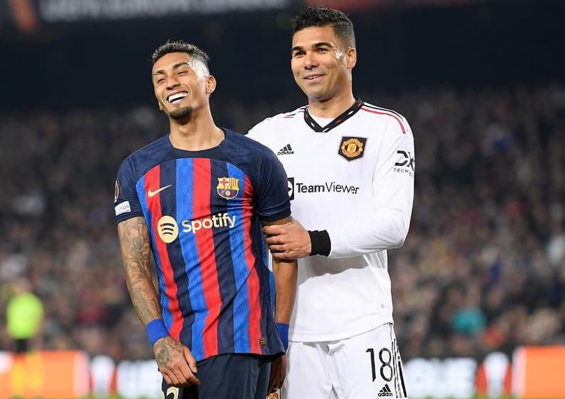 Raphinha e Casemiro - Barcelona x Manchester United