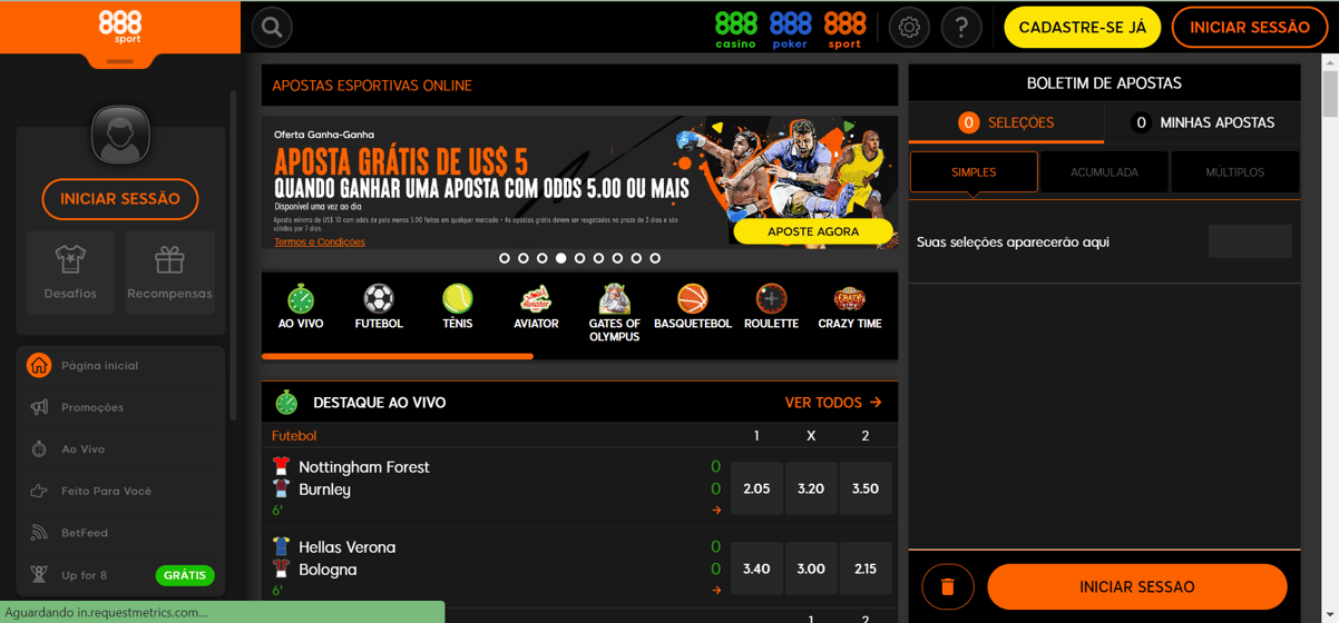 Aposte no futebol online com a 888sport?