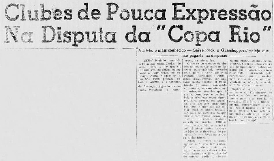 O que foi a Copa Rio de 1952, título conquistado pelo Fluminense