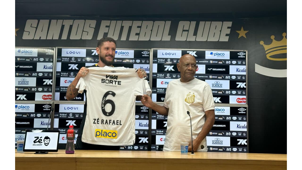 Zé Rafael é apresentado e celebra acordo com o Santos: Vi como um bom  desafio