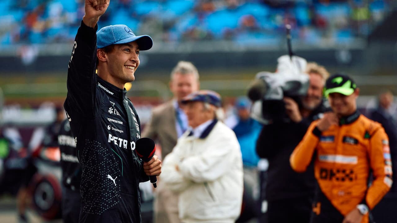 Vibira Rusell Russell vibra com Mercedes 'voadora' na Inglaterra e se anima