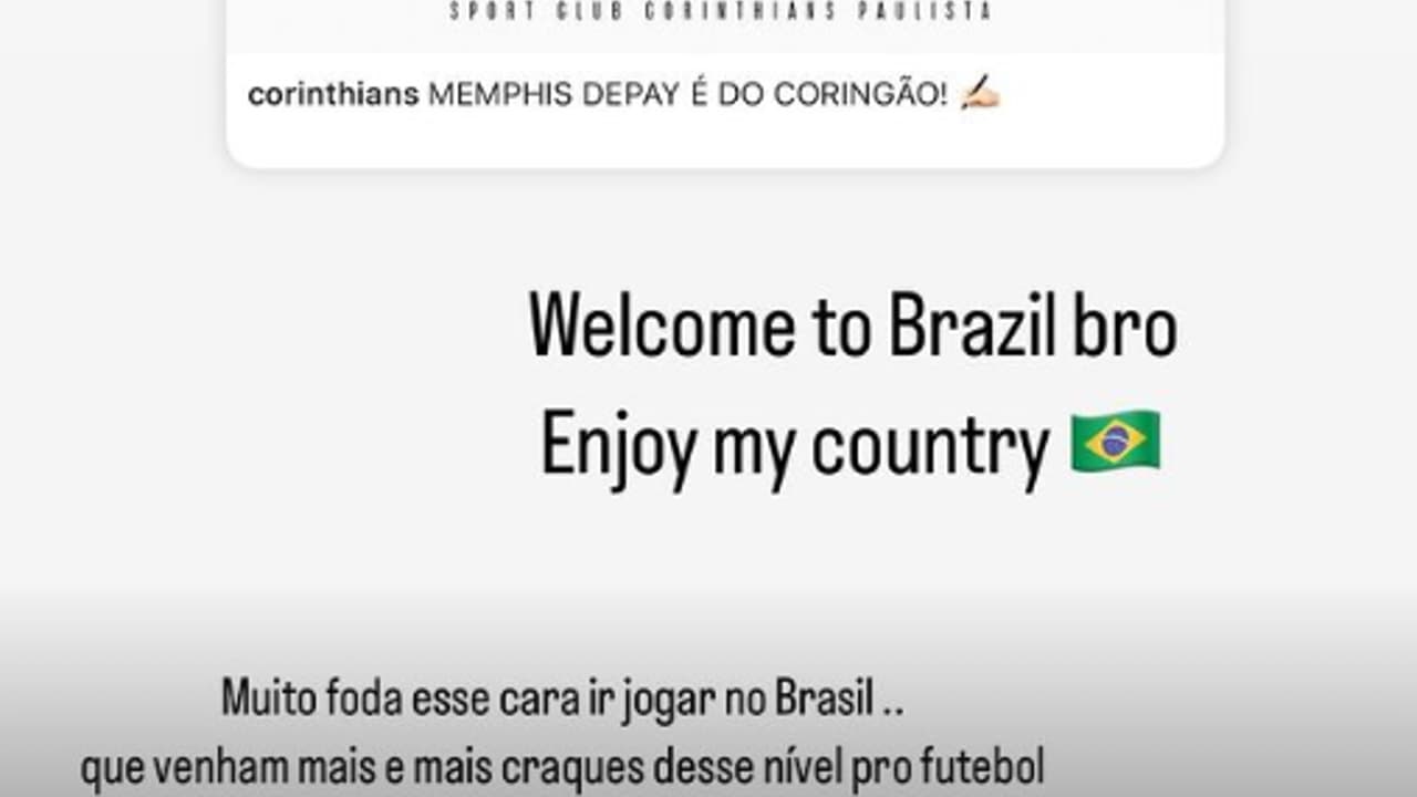 Neymar comenta chegada de Depay ao Corinthians e envia mensagem ao holandês