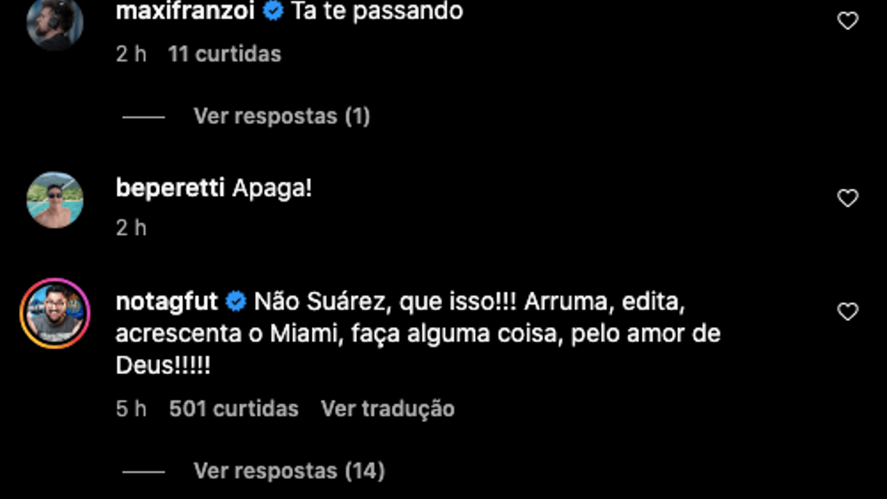Suárez comemora Vamos, Inter! e torcedores do Grêmio reagem: apaga