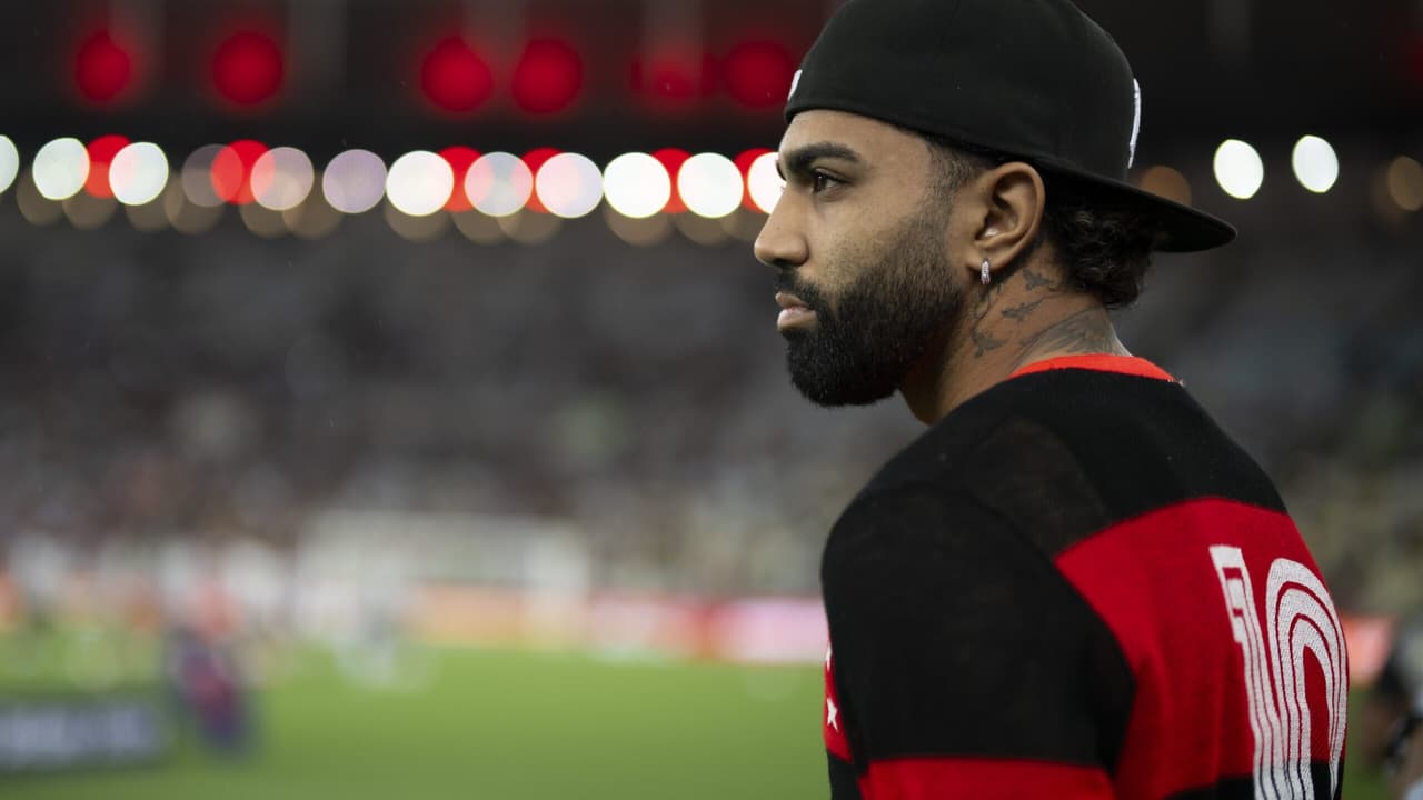 Gabigol reage ao pênalti perdido por David Luiz em duelo Flamengo x Atlético-MG